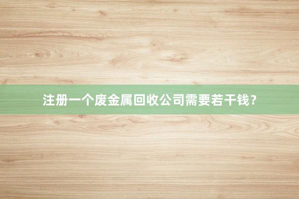 注册一个废金属回收公司需要若干钱？